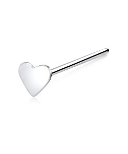 Solid Heart Silver Straight Nose Stud NSKA-601